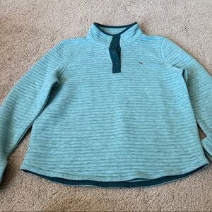 Vineyard Vines Aqua Buttoned Crewneck Sweater